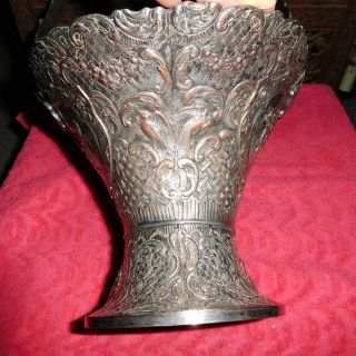 ANTIQUE SILVER PLATED VICTORIAN WEDDING BRIDE ' S BASKET CHERUB RESPOUSSE 4