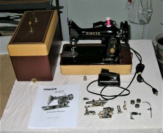 Vintage 1957 Singer 99k Portable Electric Sewing Machine With Case.  Great