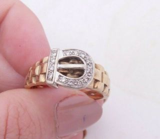 Fine 9ct/9k Gold Diamond Heavy Buckle Ring,  6.  7 Grams,  375