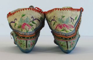 1920s Chinese LOTUS SHOES Womens Bound Feet Embroidered Silk Antique China Foot 2