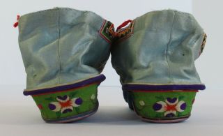 1920s Chinese LOTUS SHOES Womens Bound Feet Embroidered Silk Antique China Foot 3