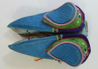 1920s Chinese LOTUS SHOES Womens Bound Feet Embroidered Silk Antique China Foot 4