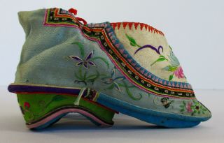 1920s Chinese LOTUS SHOES Womens Bound Feet Embroidered Silk Antique China Foot 6