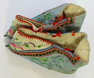 1920s Chinese LOTUS SHOES Womens Bound Feet Embroidered Silk Antique China Foot 7