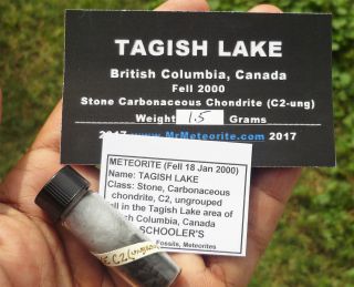 Rare C2 Carbonaceous (2000 Fall) 1.  50 Gram Tagish Lake Meteorite - Ex Schoolers