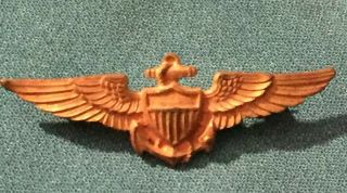 Wwii Us Navy Pilot Wings Winged Anchor And Shield Pin Military Pinback