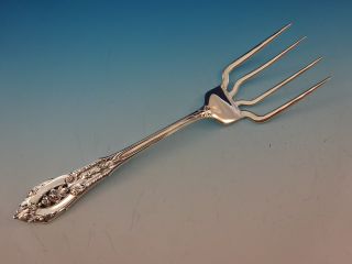 Rose Point By Wallace Sterling Silver Bbq Serving Fork 7 1/2 " Custom Made