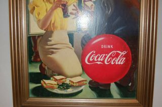 Vintage COCA COLA Cardboard Sign Advertising 1948 Hospitality 3