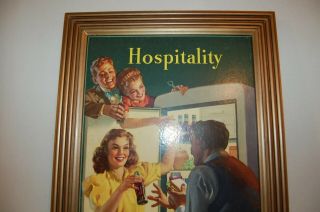Vintage COCA COLA Cardboard Sign Advertising 1948 Hospitality 4