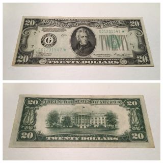 Vintage Star $20 1934 - B Chicago Federal Reserve Note Twenty Dollar Bill Vinson