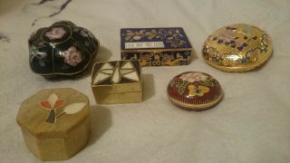 Set of 6 Vintage Oriental Floral Cloisonne Trinkets Metal Enamel 3