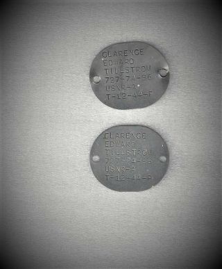 World War 2 Wwii Usnr 1944 Dog Tags Two Tags U.  S.  Navy