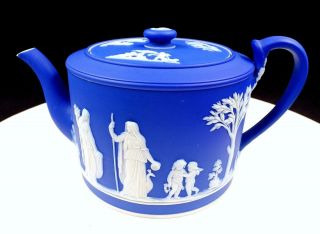 Wedgwood England Antique Jasperware Brewster Dark Blue 4 1/4 " Teapot 1759 - 1764