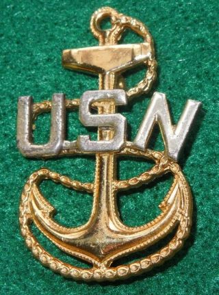 Wwii Us Navy Petty Officer Pin Badge Cpo Anchor Snowflake Back Sterling