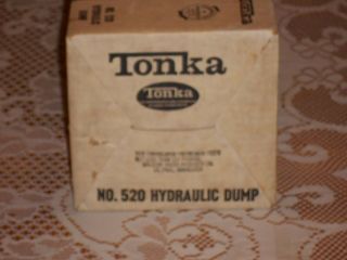 1960 ' s Vintage Pressed Steel Tonka 520 Hydraulic Dump Truck w/box VERY MINTY 10