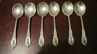 Set Of 6 Wallace Rose Point Soup Spoons Sterling Silver No Mono