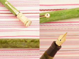 Vintage PARKER DUOFOLD SENIOR Green Jade Lucky Curve Fountain Pen Pencil SET BIG 7