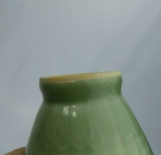 Chinese Fine Quality Longquan Celadon Bottle Vase Floral Design Qing / Republic 6