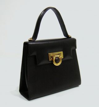 Gianni Versace Medusa Vintage Dark Brown Leather Small Satchel Handbag Rare