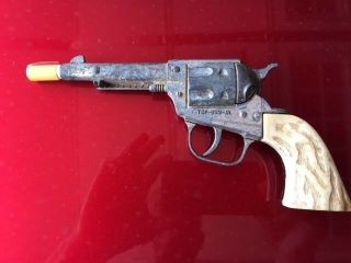 Vintage Hubley " Top Gun Jr.  " 8 " Nickel Plated Diecast Toy Cap Gun C.  1960 - G