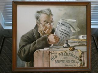 Vintage 1895 George Wiedemann Beer Framed Art/sign Advertising Wiedemann Beer