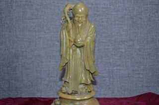 Vary Rare Old Chinese Shou Lao God of Longevity Hand Carved Soap Stone 2