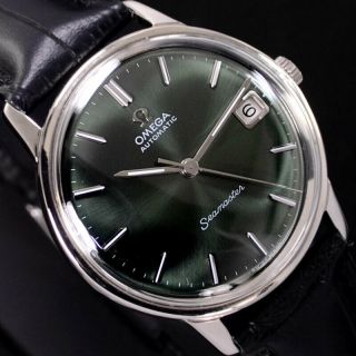 VINTAGE OMEGA SEAMASTER AUTOMATIC EMERALD DIAL DATE DRESS MEN ' S WATCH RARE ITEMS 2