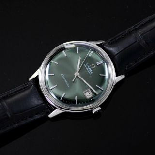 VINTAGE OMEGA SEAMASTER AUTOMATIC EMERALD DIAL DATE DRESS MEN ' S WATCH RARE ITEMS 9