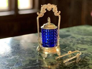 Peter Acquisto Sterling Silver Limited Edition Blue Glass Sterling Pickle Caster