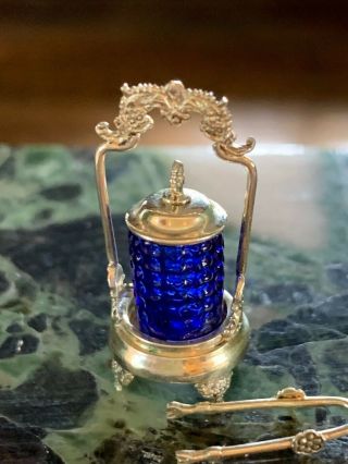 Peter Acquisto Sterling Silver Limited Edition Blue Glass Sterling Pickle Caster 4