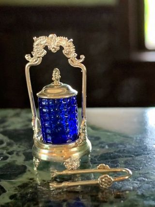 Peter Acquisto Sterling Silver Limited Edition Blue Glass Sterling Pickle Caster 6