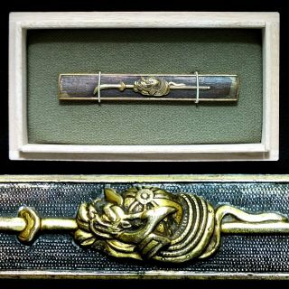 177 Japanese Samurai Edo Antique Takahori Suemon Bugu Zu Kozuka Handle