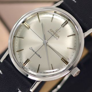 VINTAGE OMEGA Seamaster AUTOMATIC SILVER DIAL CROSS LINE ANALOG DRESS MENS WATCH 3