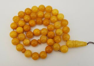 Islamic Prayer Tasbih Bead Natural Amber Baltic 88,  1g Vintage Old White 102.