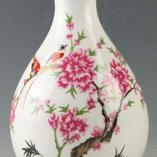Chinese Porcelain Hand - painted Plum Blossom & Magpie Vase W Qianlong Mark R1187 3