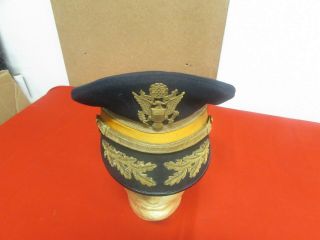Post Wwii Us Army Cavalry Officer Field Grade Dress Blue Visor Hat Size 7 - 1/8.