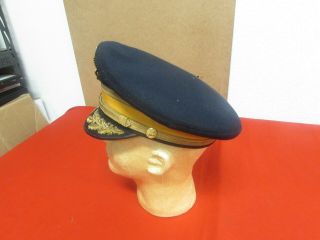 Post WWII US Army cavalry officer field grade dress blue visor hat size 7 - 1/8. 2