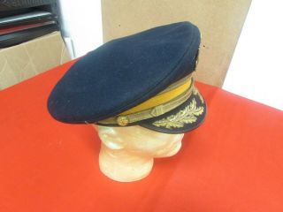 Post WWII US Army cavalry officer field grade dress blue visor hat size 7 - 1/8. 4