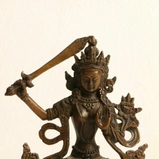 Chinese Copper Handwork Carved the Bodhisattva Manjusri Statue KT0025 2