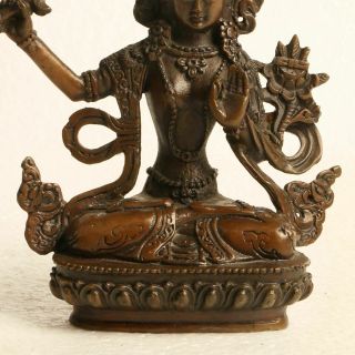 Chinese Copper Handwork Carved the Bodhisattva Manjusri Statue KT0025 3