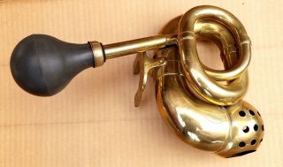Antique Nonpareil Double - Twist Brass - Era Bulb Horn 1914 Cadillac Ford Model T