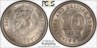 1961 - H Malaya & British Borneo 10c Pcgs Sp66 Ex.  Rare Kings Norton Proof