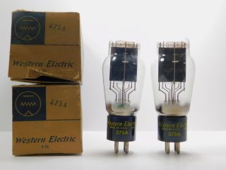 Western Electric 275a Matched Vintage Black Plate Tube Pair Nos (test 114)