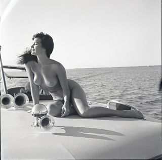Rare Bettie Page 1954 Camera Negative Bunny Yeager Famous Boat Shoot