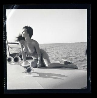 RARE Bettie Page 1954 Camera Negative Bunny Yeager FAMOUS BOAT SHOOT 2
