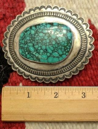 Vintage Sterling Silver Belt Buckle with Large Turquoise Stone by Don Lucas 4