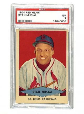 1954 Red Heart Stan Musial Vintage Card Psa 7 Cardinals