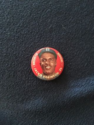 Vintage 1956 Topps Pin Jackie Robinson Brooklyn Dodgers Ex - M