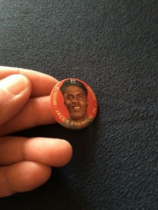 Vintage 1956 Topps Pin JACKIE ROBINSON Brooklyn Dodgers Ex - M 7