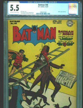 Batman Comics 40 Cgc 5.  5 Ow/white Pages 1947 Classic Joker Cover And Story Rare